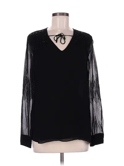 Pre-owned Ecru Long Sleeve Blouse In Black