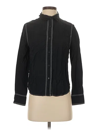 Pre-owned Ecru Long Sleeve Blouse In Black