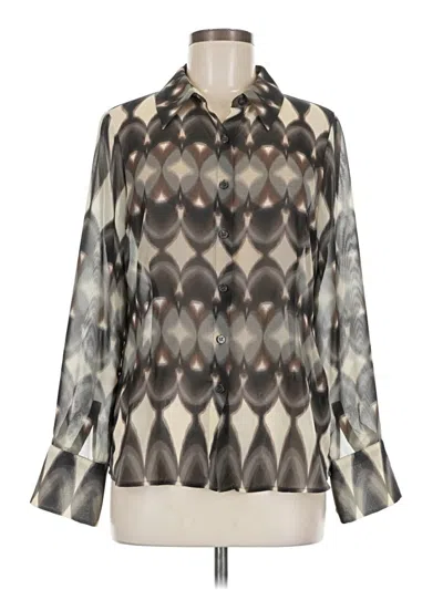 Pre-owned Ecru Long Sleeve Blouse In Gray