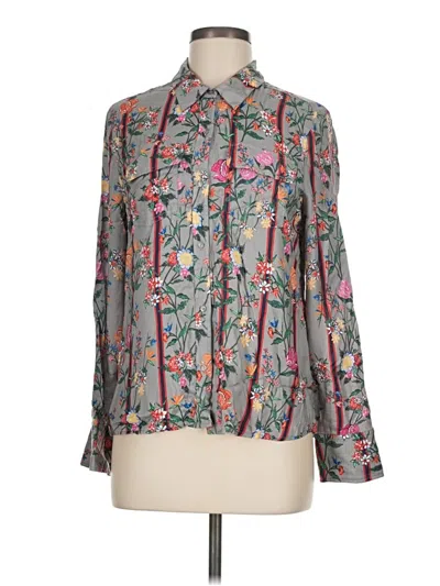 Pre-owned Ecru Long Sleeve Blouse In Gray