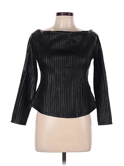 Pre-owned Ecru Long Sleeve Top Black Boatneck Tops