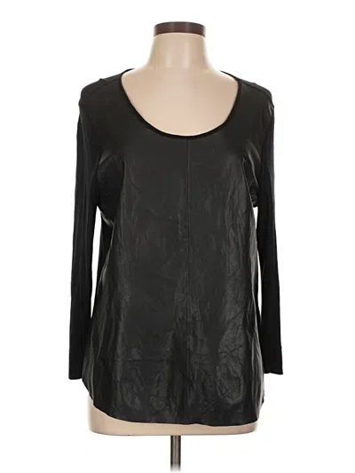Pre-owned Ecru Long Sleeve Top Black Scoop Neck Tops