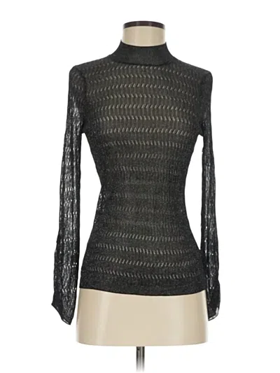 Pre-owned Ecru Long Sleeve Top Black Turtleneck Tops