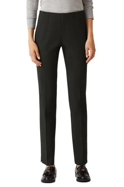Ecru Mid Waist Solid Stretch Crepe Pant In Forest In Black