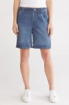 Ecru Mirage Denim Printed French Terry Shorts