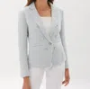 Ecru Plaid Fitted Blazer In Blue/white In Blue