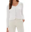 Ecru Pointelle Stitch Cardigan In White In White