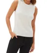 Ecru Pointelle Stitch Knit Tank Top In White In White