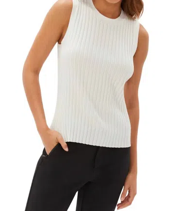 Ecru Pointelle Stitch Knit Tank Top In White