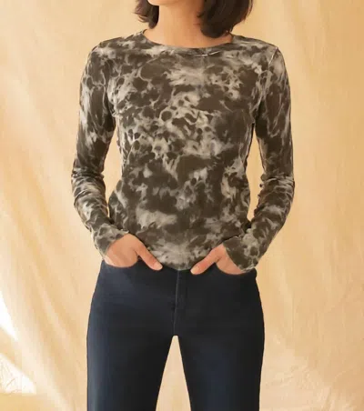 Ecru Reverse Print Crew Neck In Tie Dye Pine In Gray