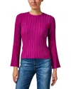 Ecru Rib Knit Silk Sweater In Purple