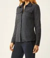 Ecru Shirt Jacket With Zip-out Liner In Indigo Tweed In Multi