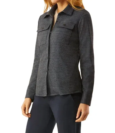 Ecru Shirt Jacket With Zip-out Liner In Indigo Tweed In Gray