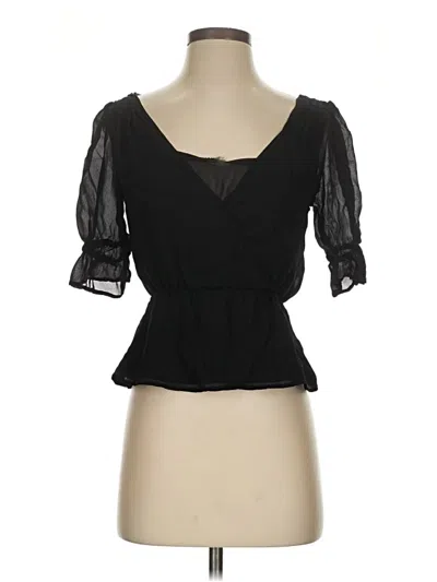 Pre-owned Ecru Short Sleeve Blouse In Black