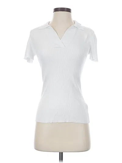 Pre-owned Ecru Short Sleeve Top White Collared Neckline Tops