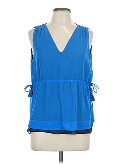 Pre-owned Ecru Sleeveless Blouse In Blue