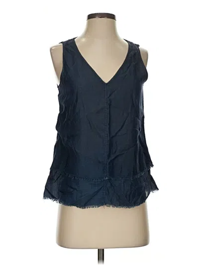 Pre-owned Ecru Sleeveless Blouse In Blue