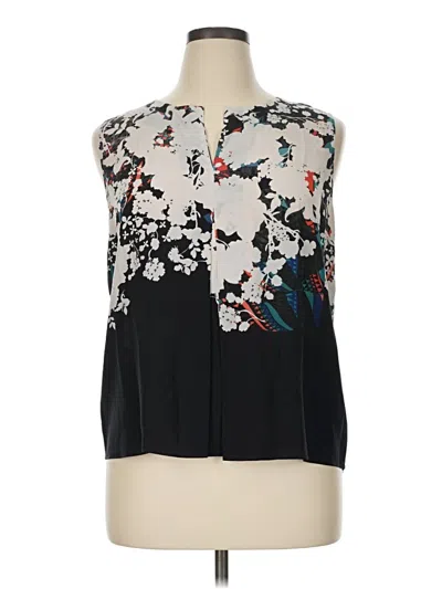 Pre-owned Ecru Sleeveless Silk Top Black Halter Neckline Tops