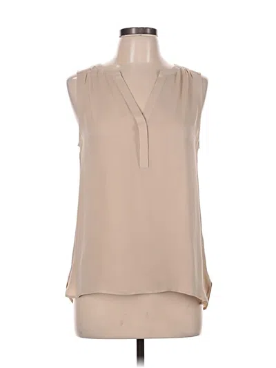 Pre-owned Ecru Sleeveless Silk Top Tan Open Neckline Tops In Brown