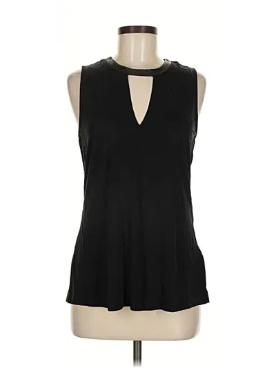 Pre-owned Ecru Sleeveless Top Black Keyhole Neckline Tops
