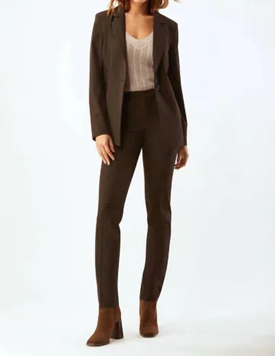 Ecru Slim Plaid Blazer In Chocolate In Gold