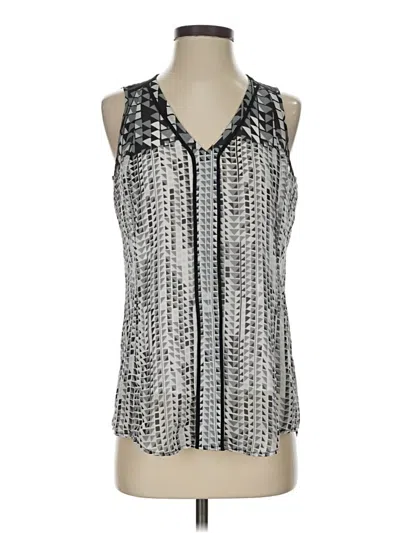 Pre-owned Ecru Tank Top Silver Plunge Neckline Tops