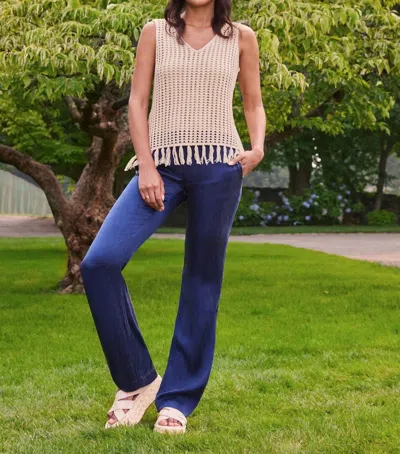 Ecru Fringe Tank Top In Raffia In Neutral