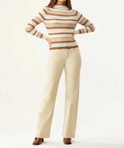 Ecru Textured Rib Knit Raglan Sweater In Neutral In Beige