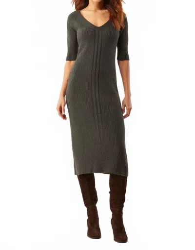 Ecru Travelling Rib Dress In Grey In Gray