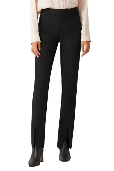 Ecru Women's Banded Waist Stretch Crepe Pant In Black