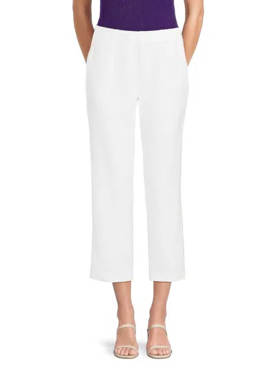 Ecru Women's Crop Straight Leg Pants In White