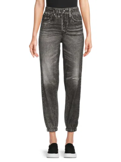Ecru Women's Distressed Denim-print Joggers In Blue