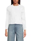 Ecru Women's Frayed-trim Denim Jacket