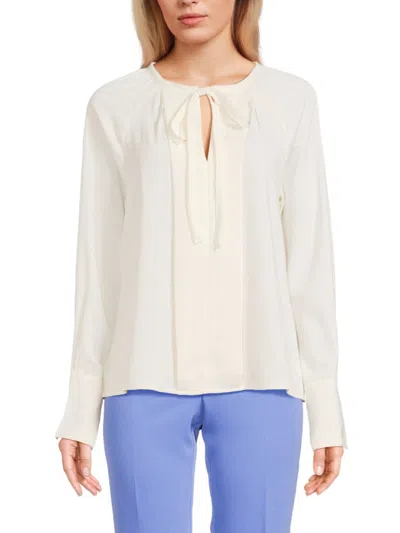 Ecru Women's Keyhole Neck Blouse In Ivory