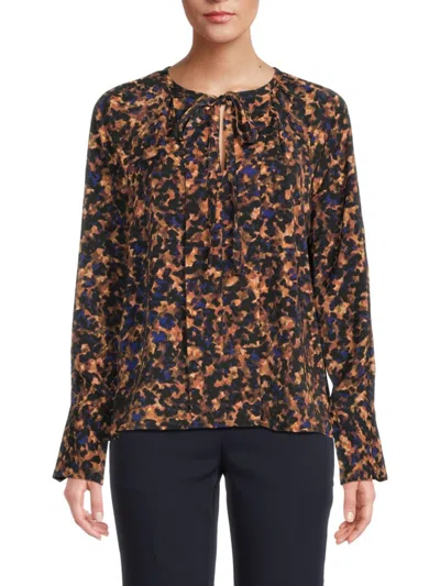 Ecru Women's Keyhole Neck Blouse In Tortoise