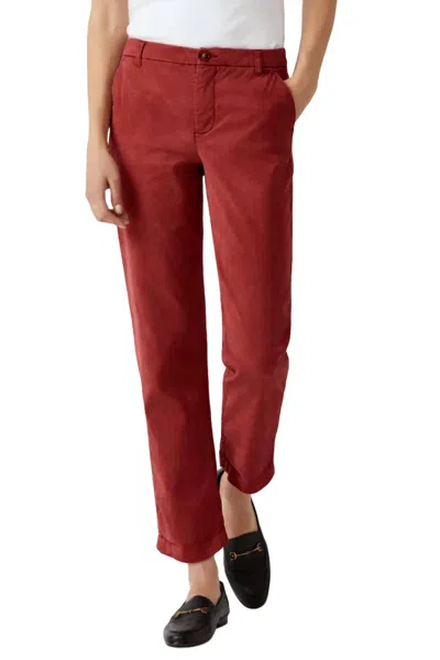 Ecru Women's Mitchell Roll Cuff Chino Pant In Crimson In Pink
