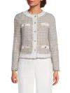 Ecru Women's Mix Media Tweed Jacket In Multi