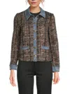 Ecru Women's Mixed Media Jacket In Camel Multi