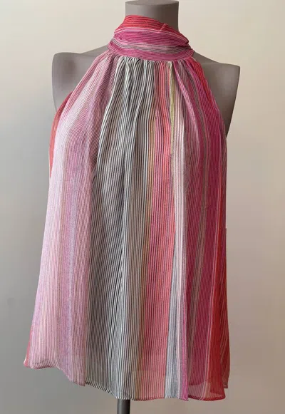 Ecru Women's Pleated Halter Top In Multicolor In Pink