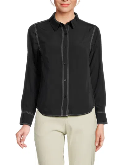 Ecru Women's Point Collar Shirt In Black Ivory