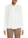 Ecru Women's Preiffer Satin Button Down Shirt In Ivory