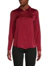 Ecru Women's Preiffer Satin Button Down Shirt In Lipstick