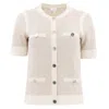 Ecru Women's Short Sleeve Sweater Jacket In Pale Flax Cream In Beige
