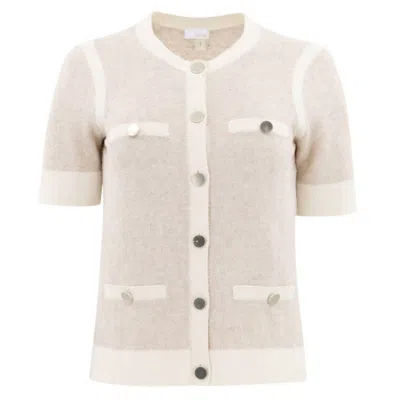Ecru Women's Short Sleeve Sweater Jacket In Pale Flax Cream In Beige