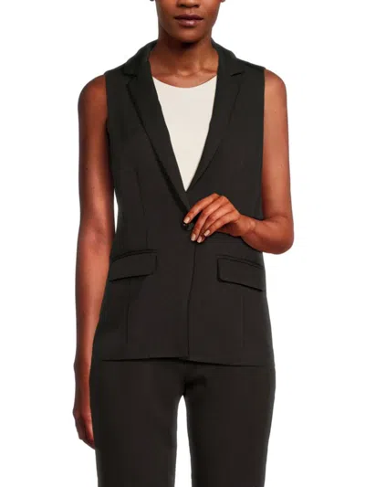 Ecru Women's Solid Single Breasted Vest In Black