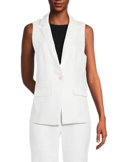 Ecru Women's Solid Single Breasted Vest In White