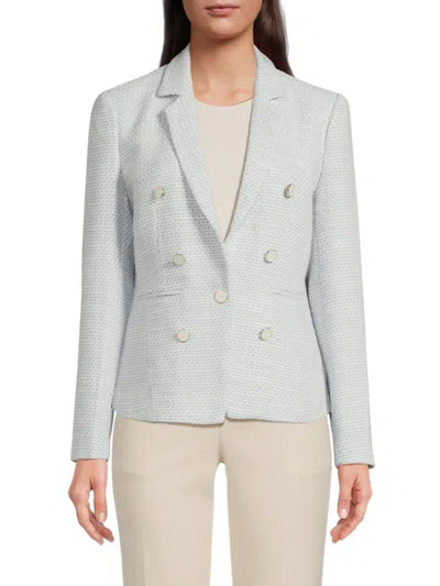 Ecru Women's Textured Blazer In Soft Blue