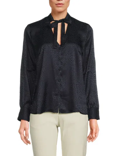 Ecru Women's Tie Neck Shirt In Deep Navy