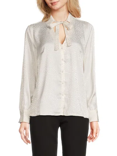 Ecru Women's Tie Neck Shirt In Ivory