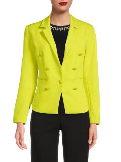 Ecru Women's Tweed Blazer In Cyber Lime